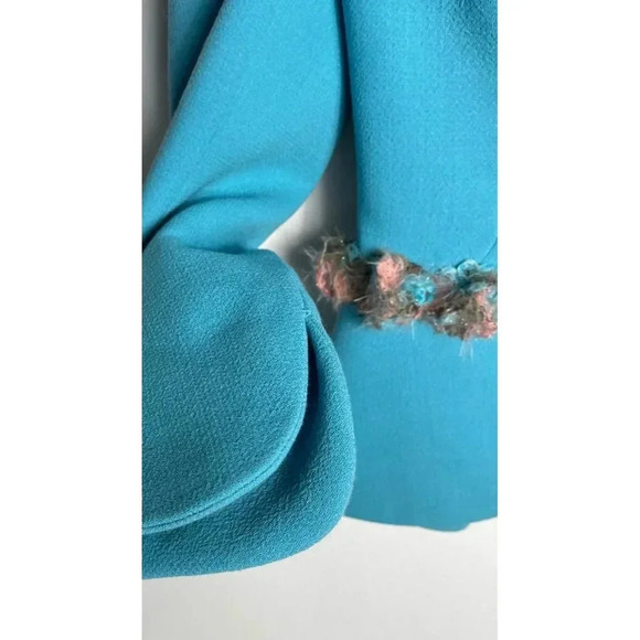 Manzoni Couture Womens Long Sleeve Two Buttons Wool Blazer Jacket Blue Sz 12 - Picture 10 of 15